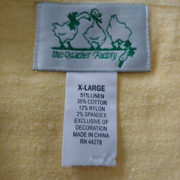 Quacker Factory Butter Yellow 3D Floral Artsy Hydrangea Feminine Casual Shirt XL - Picture 9 of 9